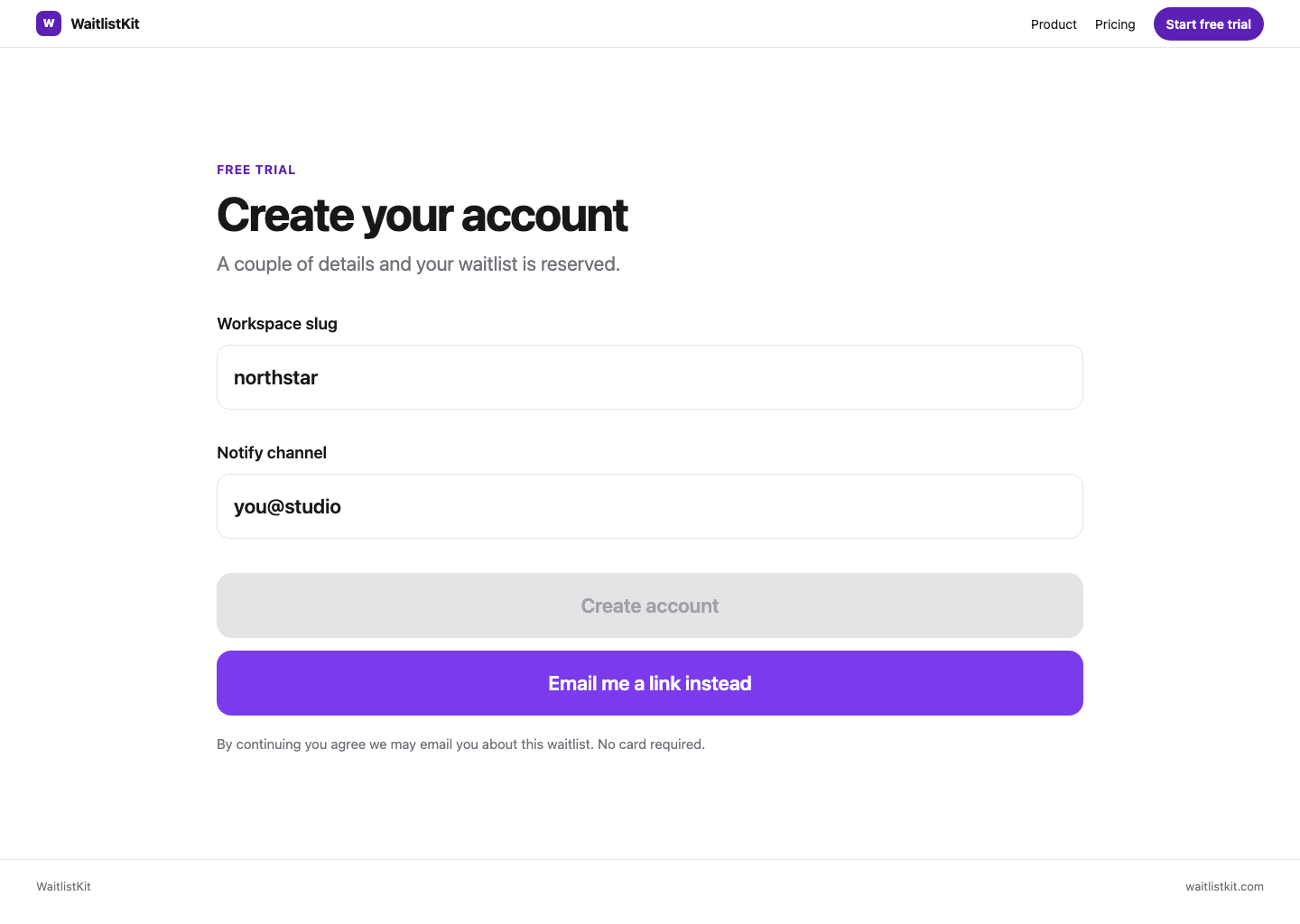 WaitlistKit — Sign up